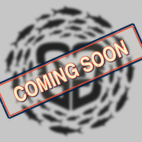 A gray placeholder-style graphic with a faded circular emblem in the background and a large diagonal stamp reading “COMING SOON” in white with orange and dark blue edging.